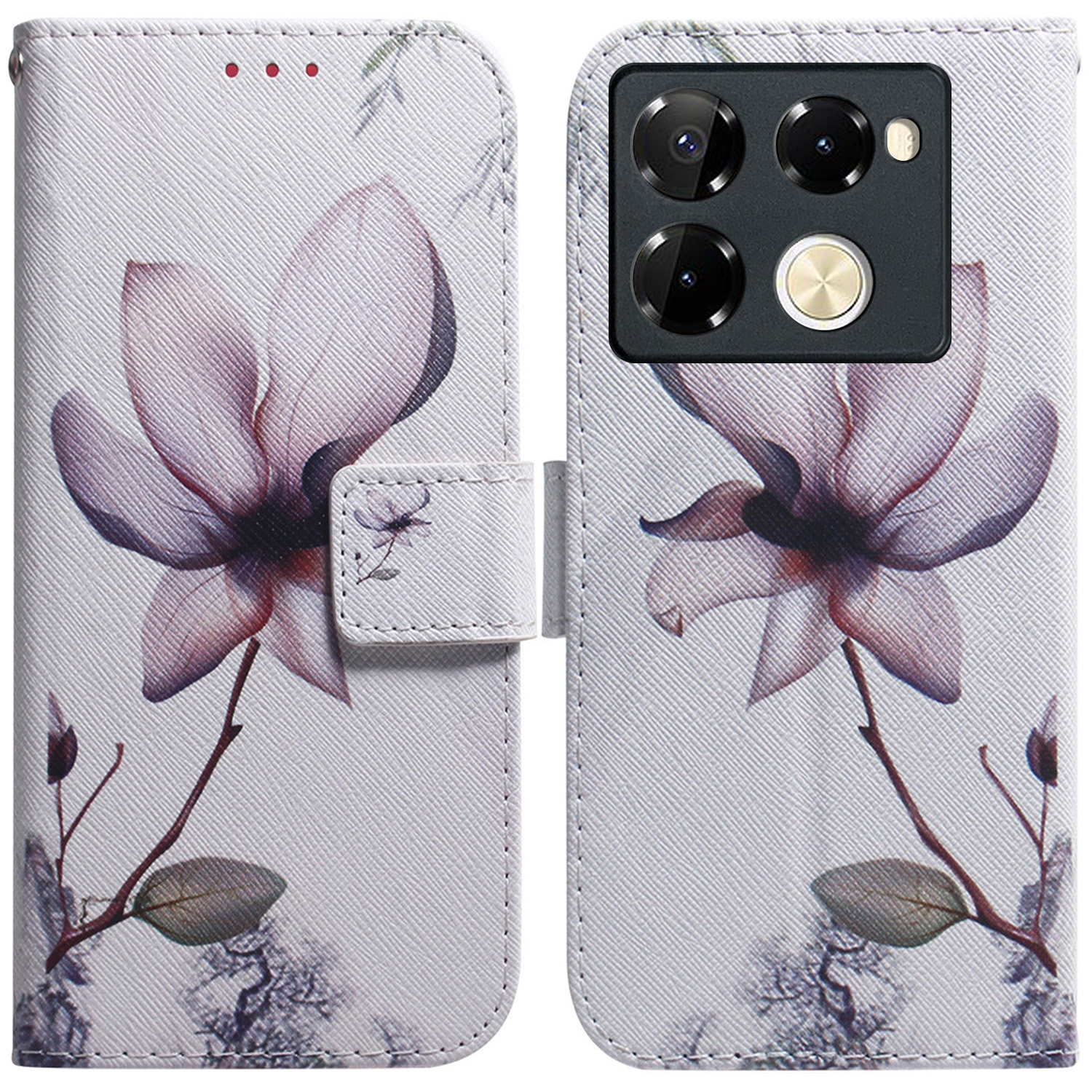 For Infinix Note 40 Pro 5G / 40 Pro+ Leather Case Pattern Print Wallet Phone Cover - Pink Flower