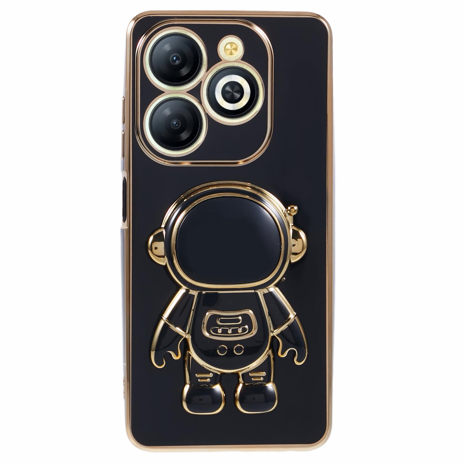 For Infinix Smart 8 4G / Hot 40i / TECNO Spark Go 2024 4G / Spark 20 Case TPU Phone Cover Cartoon Astronaut Kickstand - Black