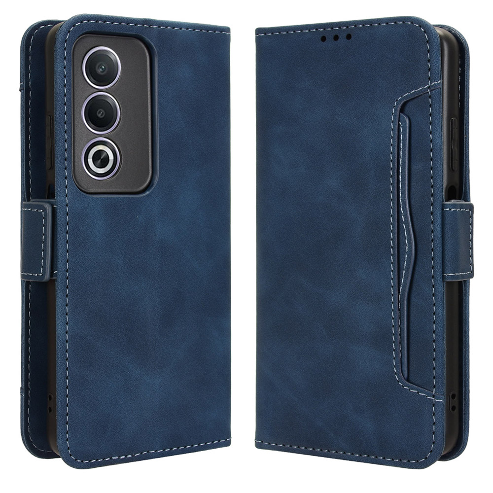 For Oppo A80 5G / A3 Pro (Global) 5G / K12x 5G (India) / A3x 5G (China) Case Multiple Card Slots Leather Stand Phone Cover - Blue