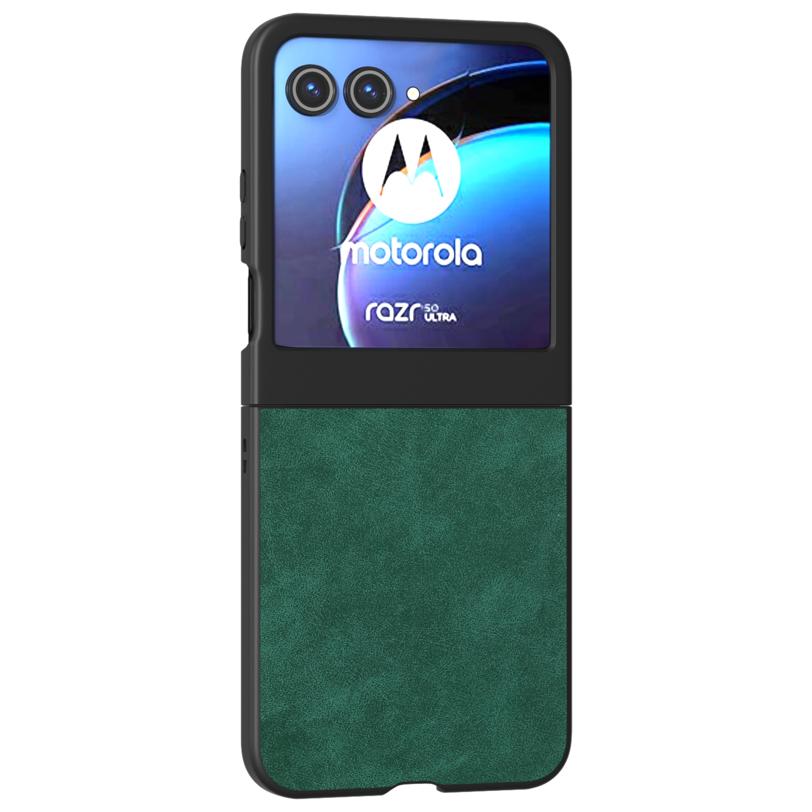 ABEEL For Motorola Razr 60 / Razr 50 5G Case Black Edge PU Leather+PC Folding Phone Cover - Green
