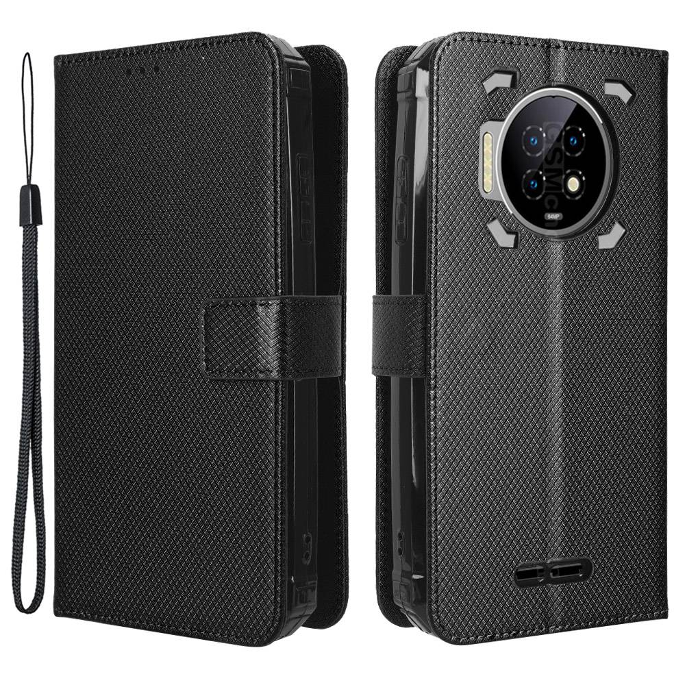 

Für Oukitel WP19 Diamond Textur PU Leder Brieftasche Hülle Ständer Funktion Magnetic Flip Phone Deckung - Schwarz, Oukitel WP19