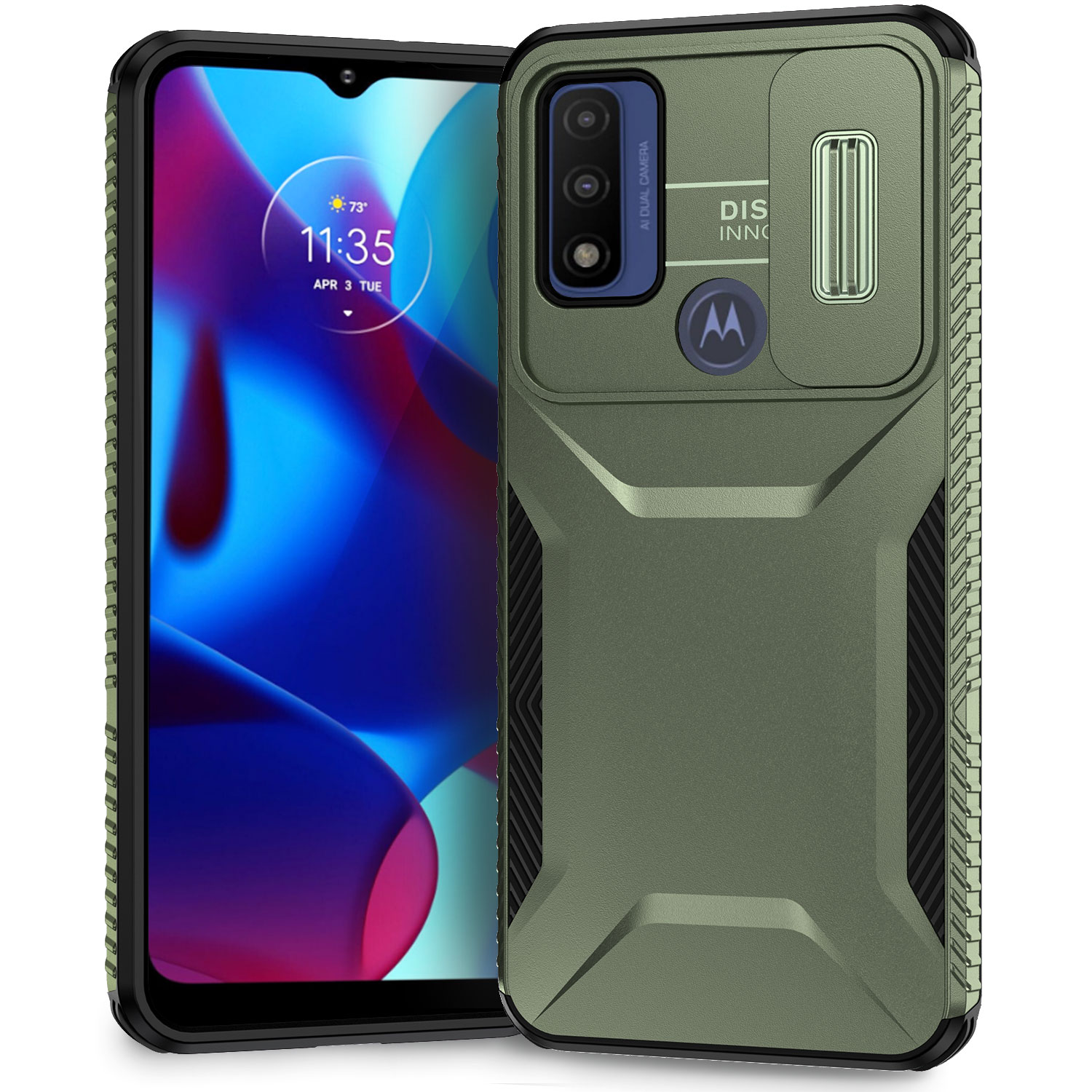For Motorola Moto G Play (2023) 4G / G Power (2022) / G Pure Case TPU+PC Phone Cover Lens and Privacy Protection - Green