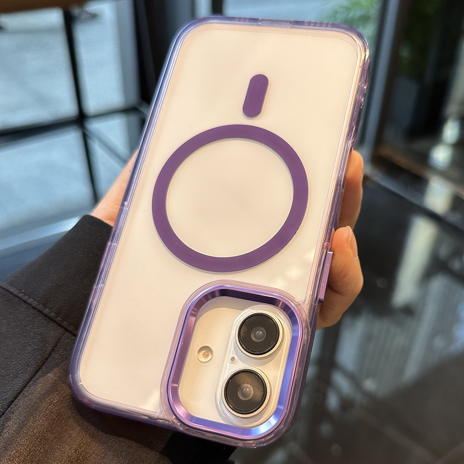 For iPhone 16 Plus Magnetic Case Anti-Drop PC+TPU Hybrid Phone Cover - Purple
