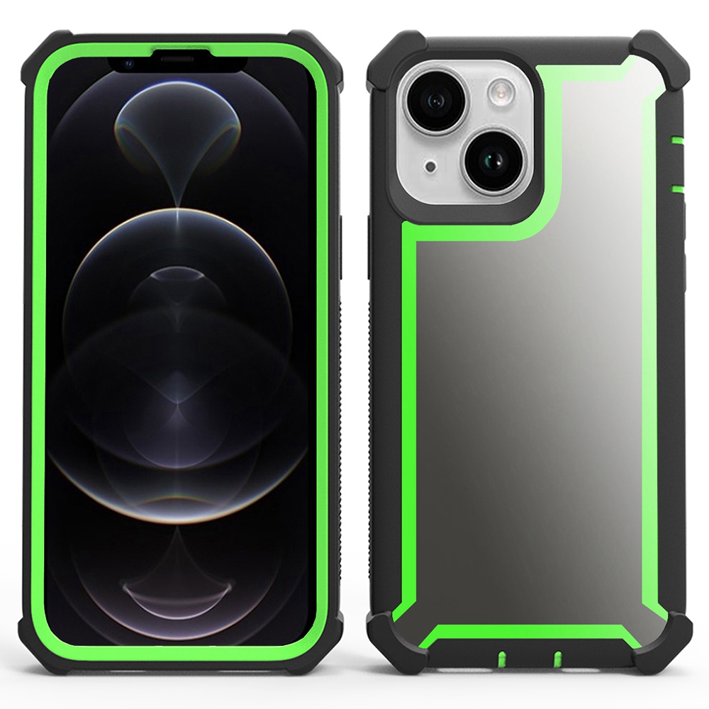 

Protective Case for iPhone 14 Plus Shockproof Phone Case Anti-Drop TPU+PC Cover Anti-Scratch Slim Case - Black / Green, iPhone 14 Plus
