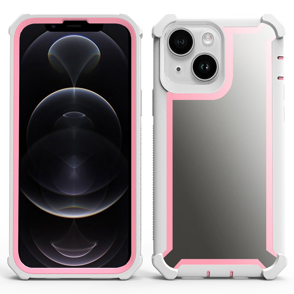 

Защитный Корпус Для Iphone 14 Plus Shock-resect Chace Antip-drop Tpu+cover pc Antip-scratch Slim Case - Розовый / Белый, iPhone 14 Plus