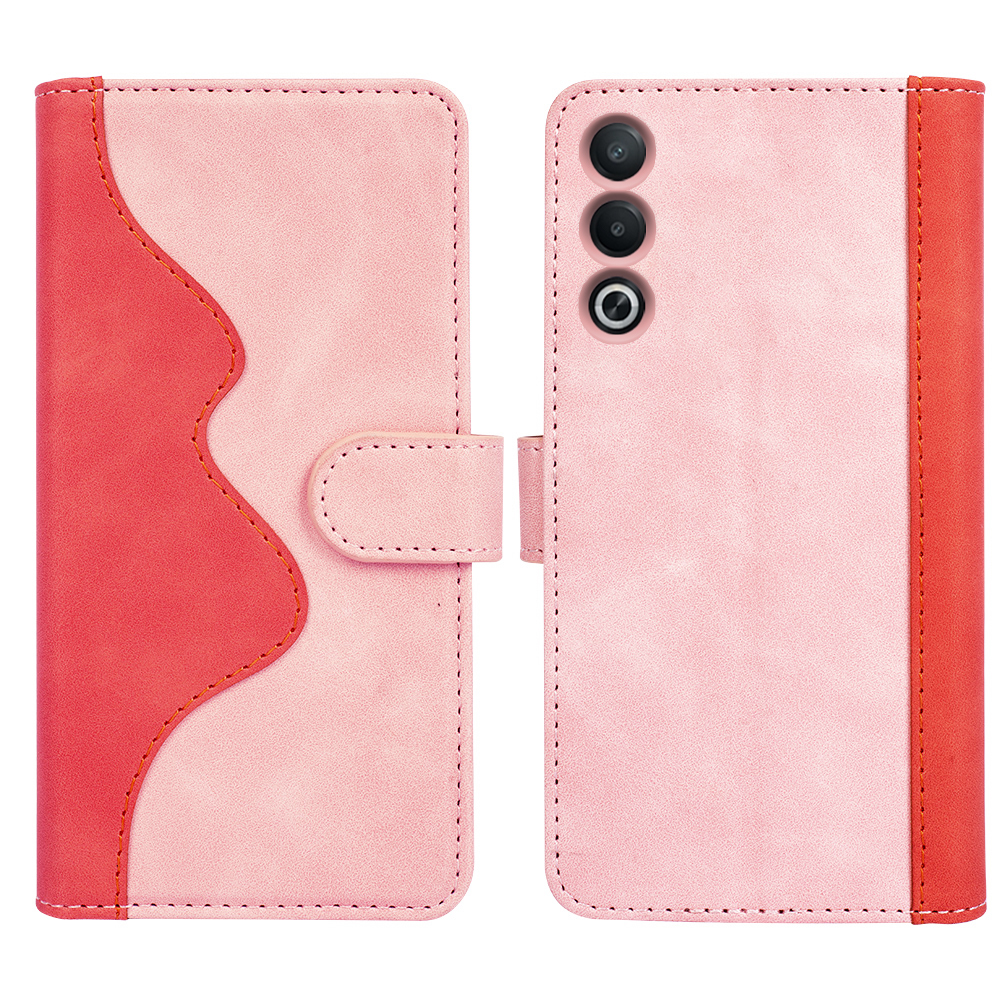 For Oppo A3 Pro (Global) 5G / A3 Pro (India) 5G / K12x 5G (India) / A80 5G Case Splicing Color Leather Wallet Phone Cover - Pink
