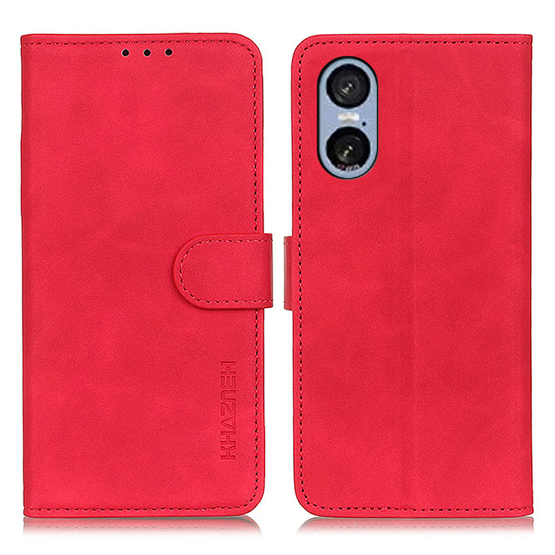 KHAZNEH For Sony Xperia 5 VI Case Retro PU Leather Wallet Stand Phone Cover - Red