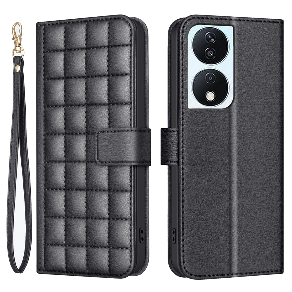 BINFEN COLOR for Honor 90 Smart / X7b 4G Case Leather Phone Cover Magnetic Clasp - Black