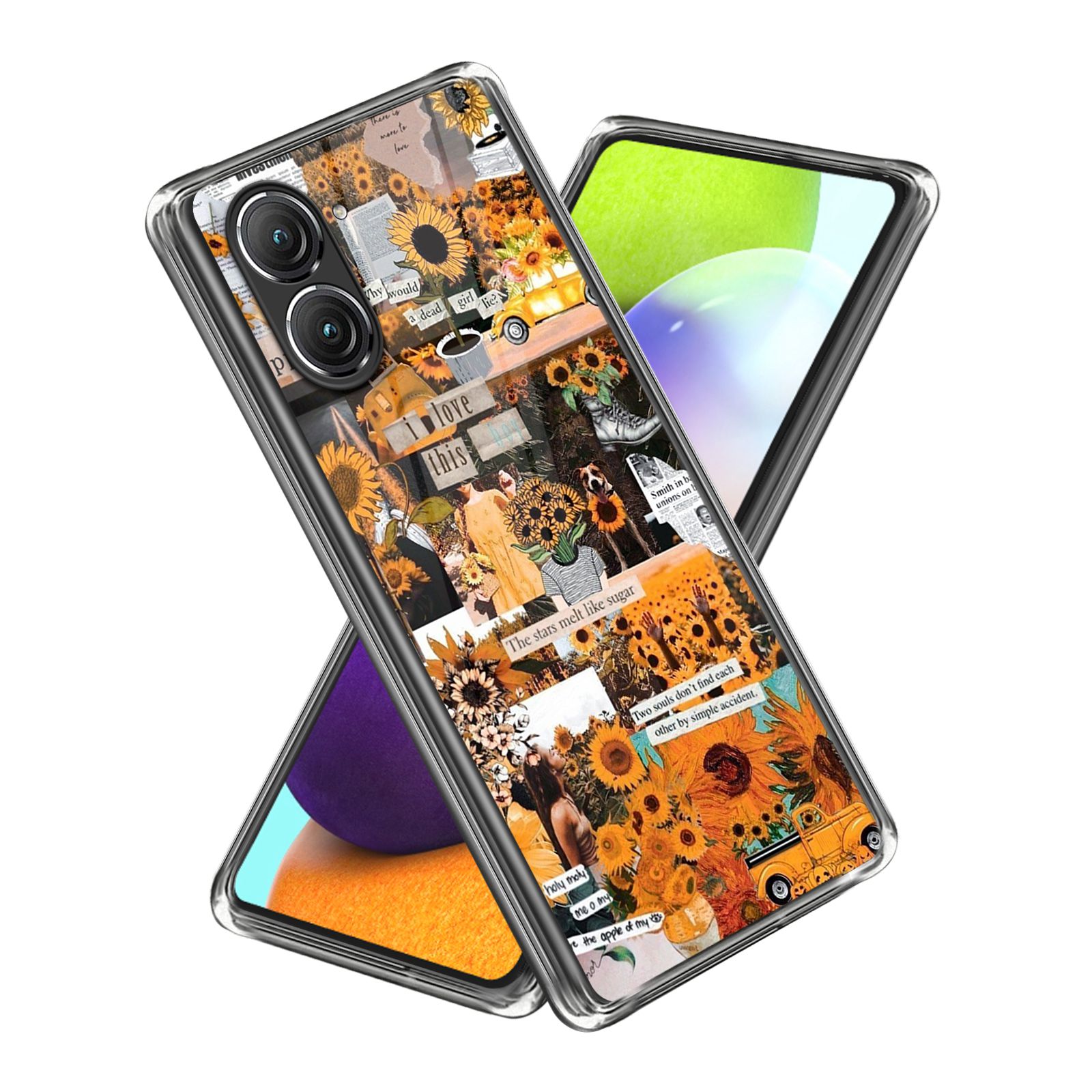 

Für Asus Zenfone 9 5G Sonnenblumenmuster Druckdesign Telefonbehörde Soft TPU Kratzfeste Rückseite Abdeckung - Stil A, Asus Zenfone 9 5G