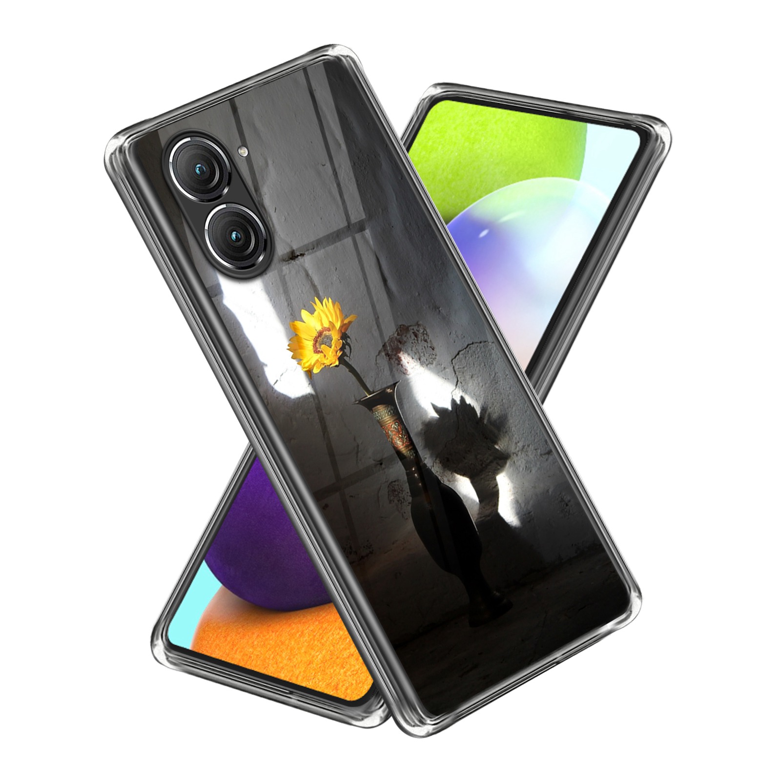 

Für Asus Zenfone 9 5G Sonnenblumenmuster Druckdesign Telefonbehörde Soft TPU Kratzfeste Rückseite Abdeckung - Stil G, Asus Zenfone 9 5G