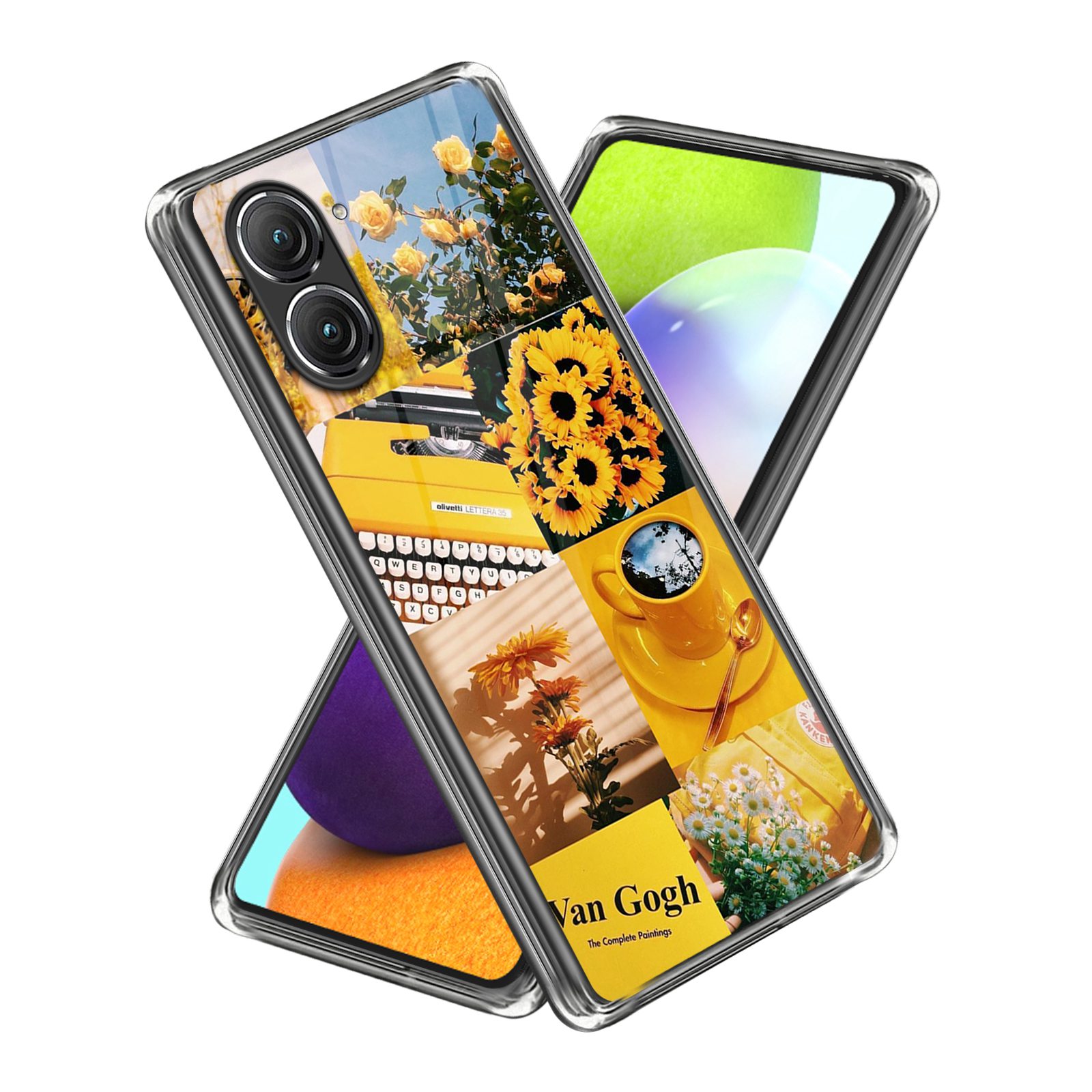 

Für Asus Zenfone 9 5G Sonnenblumenmuster Druckdesign Telefonbehörde Soft TPU Kratzfeste Rückseite Abdeckung - Stil I, Asus Zenfone 9 5G