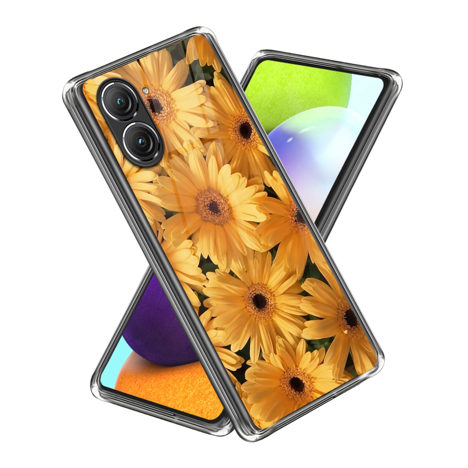 

Für Asus Zenfone 9 5G Sonnenblumenmuster Druckdesign Telefonbehörde Soft TPU Kratzfeste Rückseite Abdeckung - Stil L, Asus Zenfone 9 5G