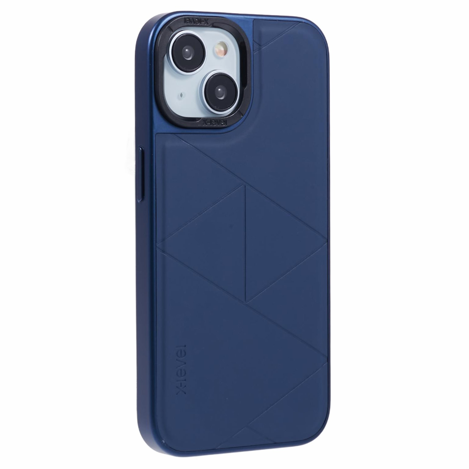 X-LEVEL For iPhone 15 Case Shockproof Geometric PU Leather Back Cover - Blue