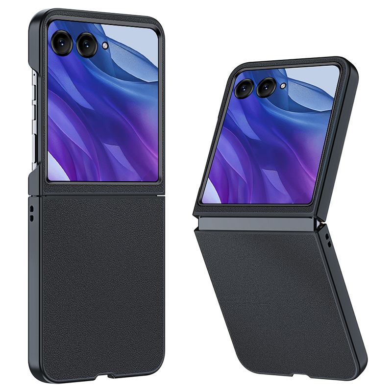 For Motorola Razr 50 Ultra 5G Case PU Leather + PC Protective Phone Cover - Black