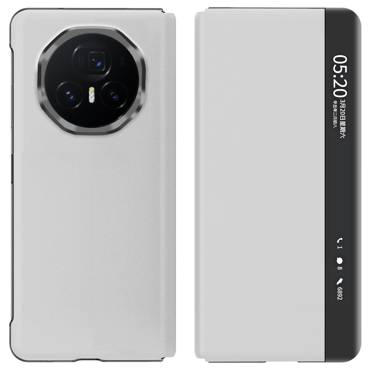 For Honor Magic V3 5G Case View Window PU Leather Stand Smart Phone Cover - White