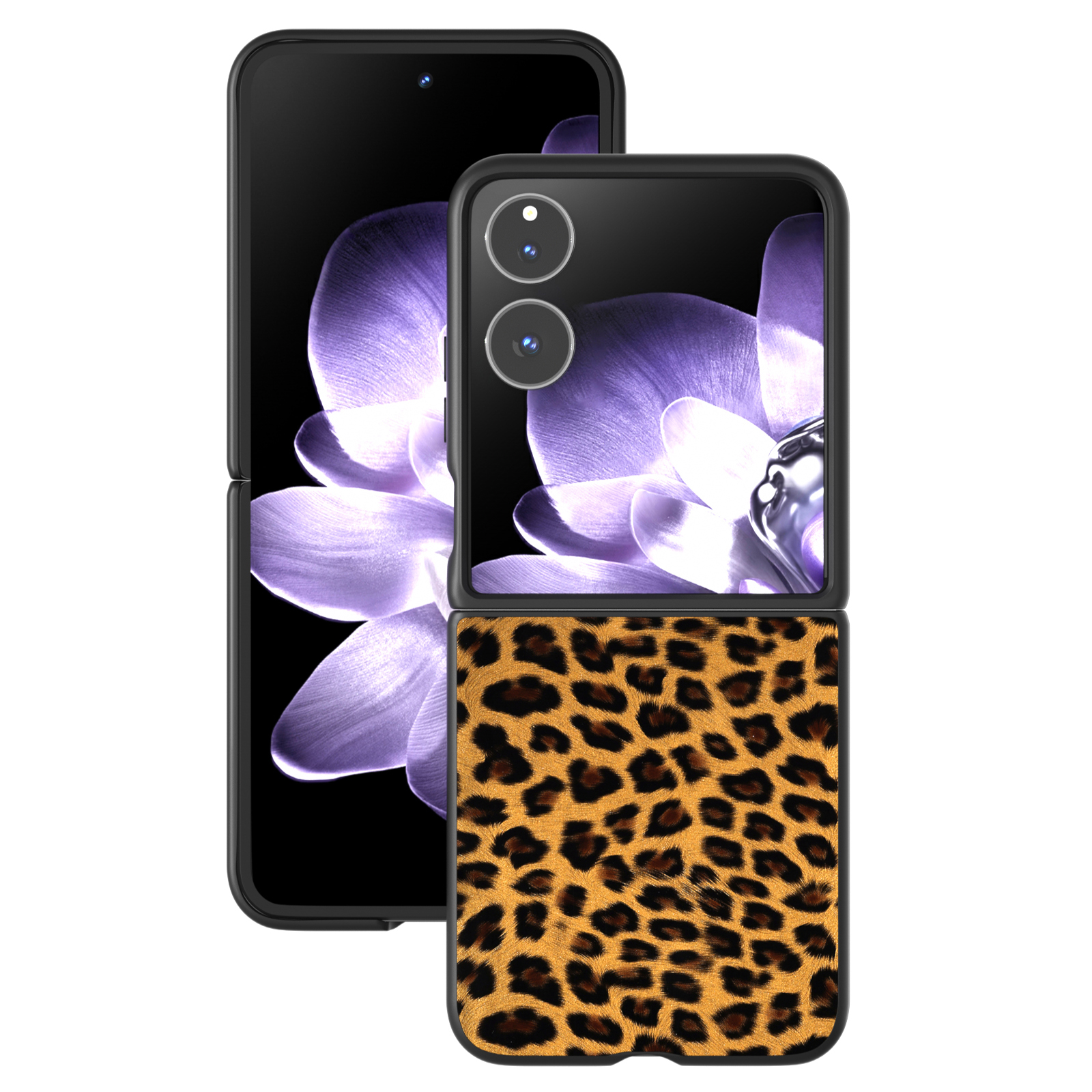 For Xiaomi Mix Flip 5G Case Black Edge PU+PC Leopard Pattern Phone Cover - Gold