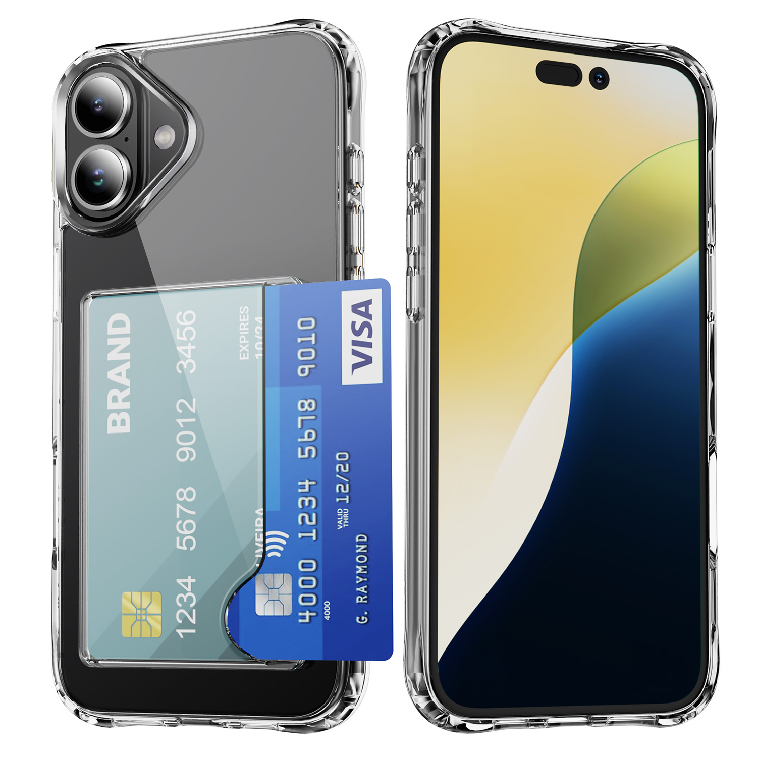 For iPhone 16 Plus TPU Case Shockproof Phone Cover with Card Holder