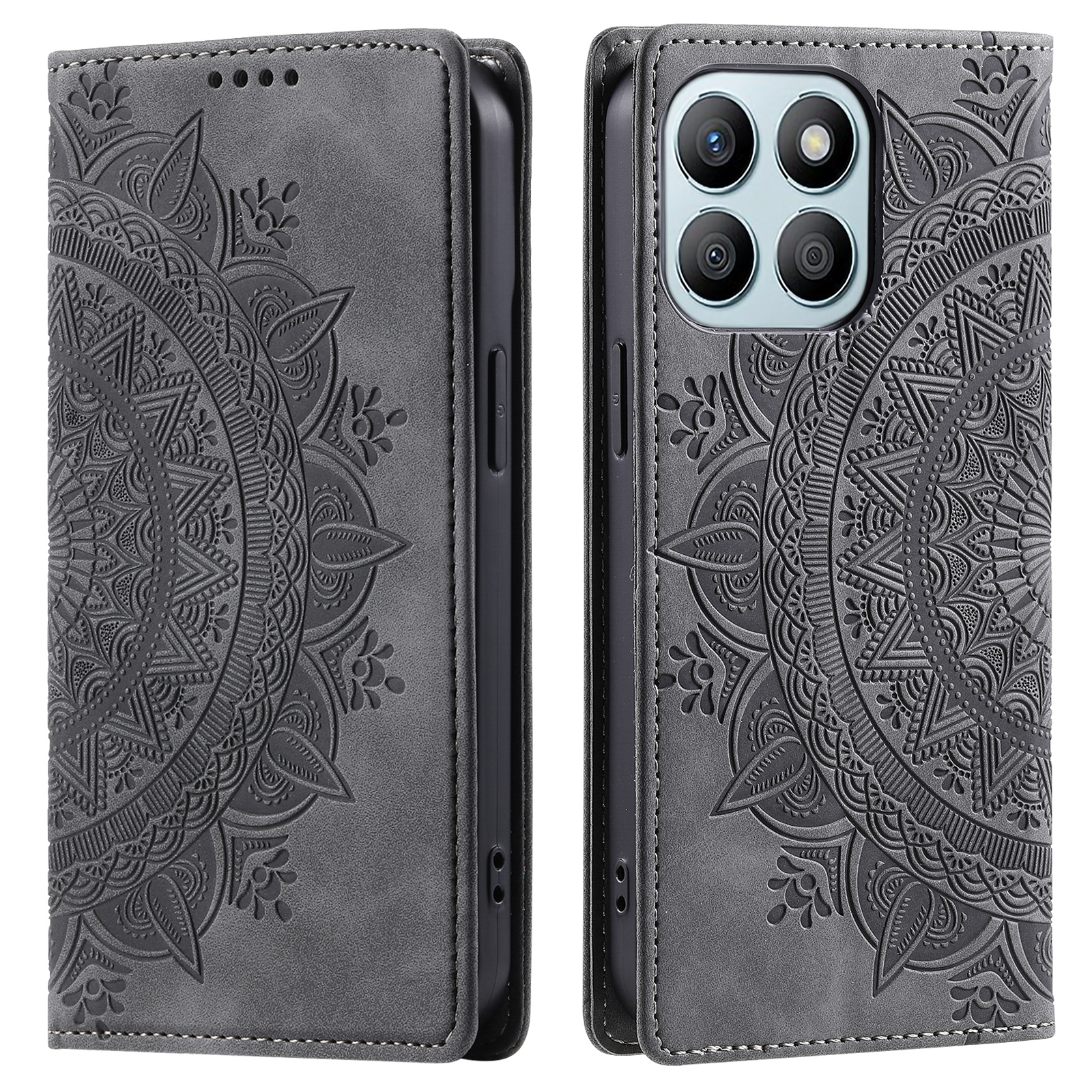 Style 010 For Honor X6b 4G Case Mandala Pattern Magnetic Closing Leather Phone Cover - Black