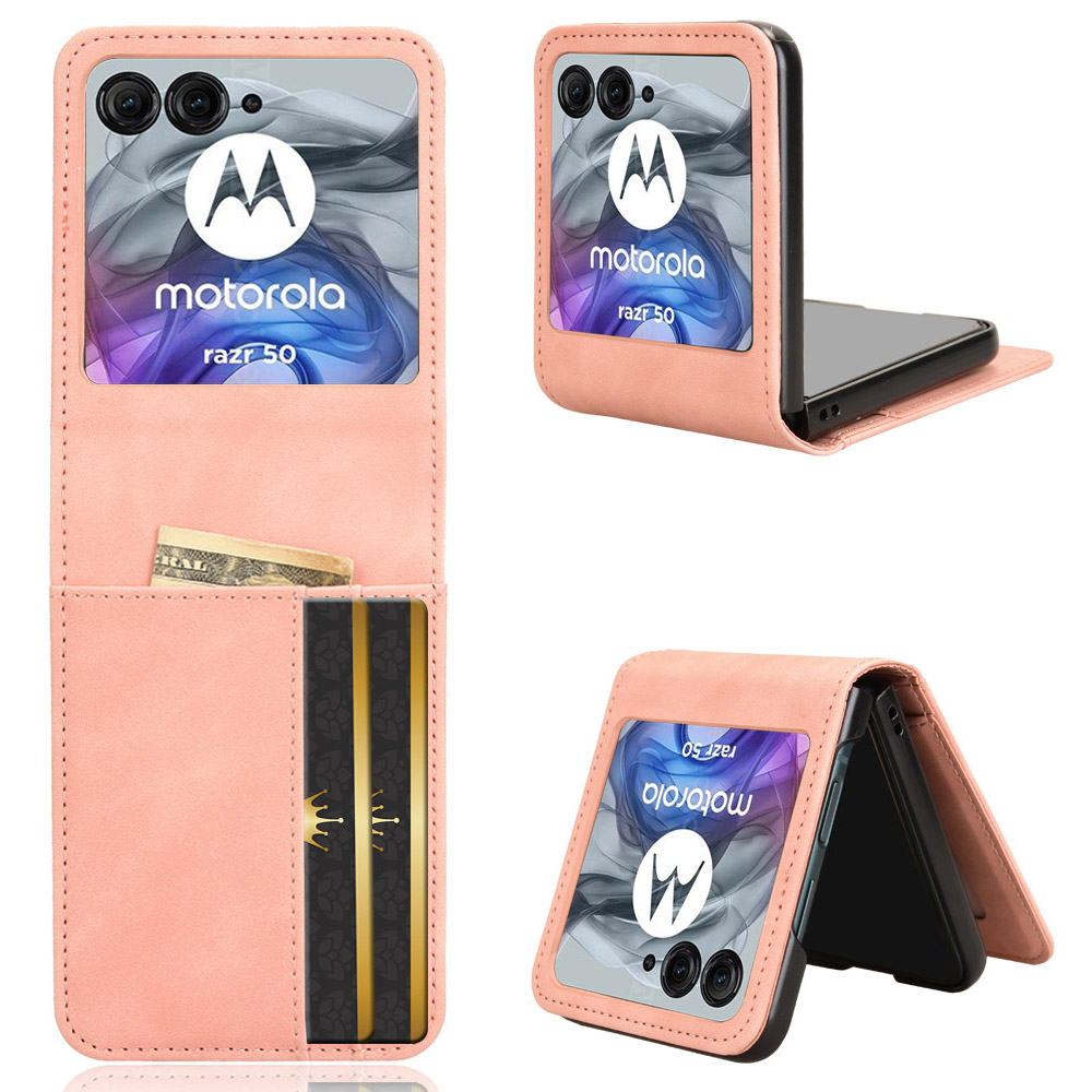 For Motorola Razr 2025 / Razr 2024 / Razr 60 / Razr 50 5G Case Separable Design Card Slot Leather+PC Phone Cover - Pink