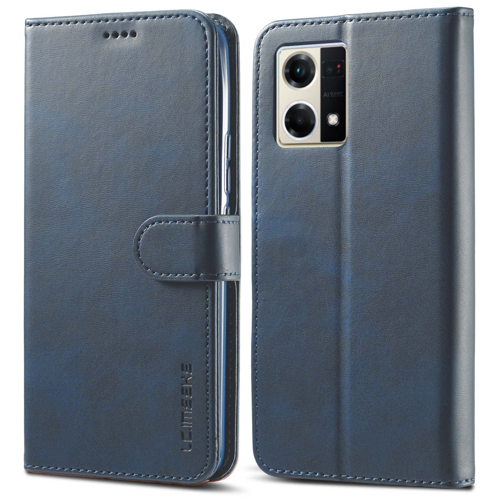 

Lc. Imaeke Für Oppo Reno8 Pro 5G (globale Version) Brieftaschenhülle Vollgepackter PU -lederständer Magnetische Schließe Flip Folio Telefonabdeckung - Blau, Oppo Reno8 Pro 5G (Global Version)