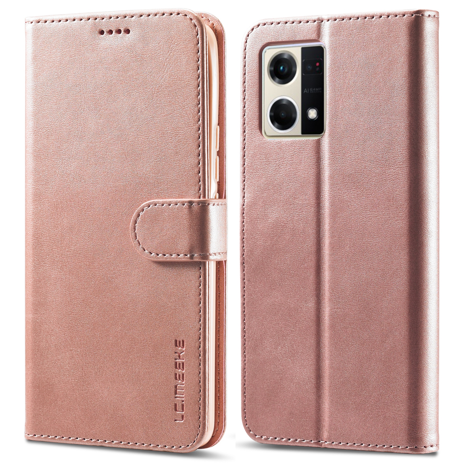 

Lc. Imaeke Für Oppo Reno8 Pro 5G (globale Version) Brieftaschenhülle Vollgepackter PU -lederständer Magnetische Schließe Flip Folio Telefonabdeckung - Rosa, Oppo Reno8 Pro 5G (Global Version)