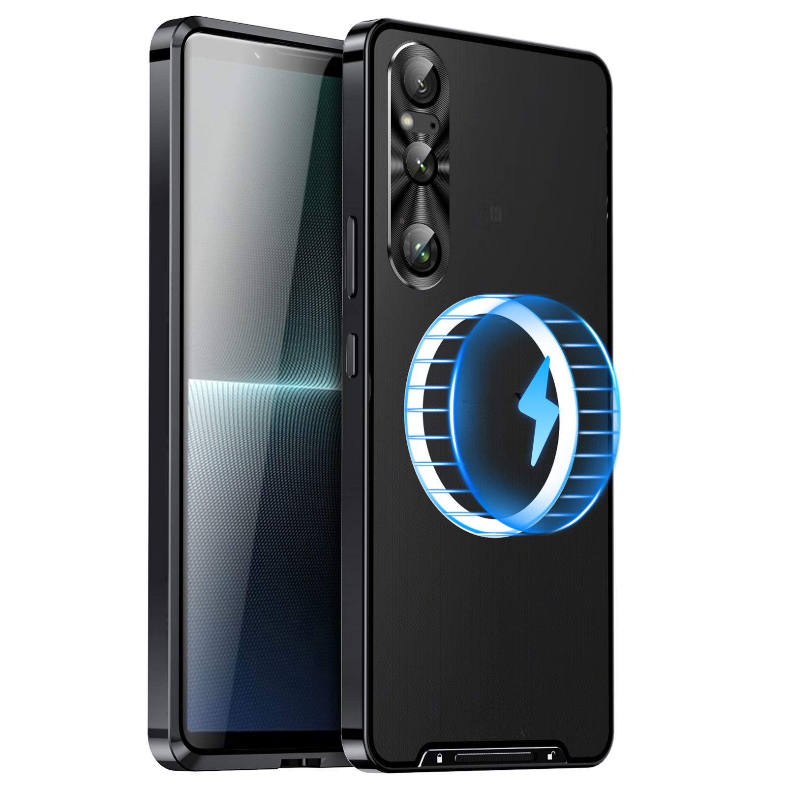 Magic Shield Magnetic Series for Sony Xperia 1 VI Case Metal+TPU Phone Cover with Lens Guard - Black