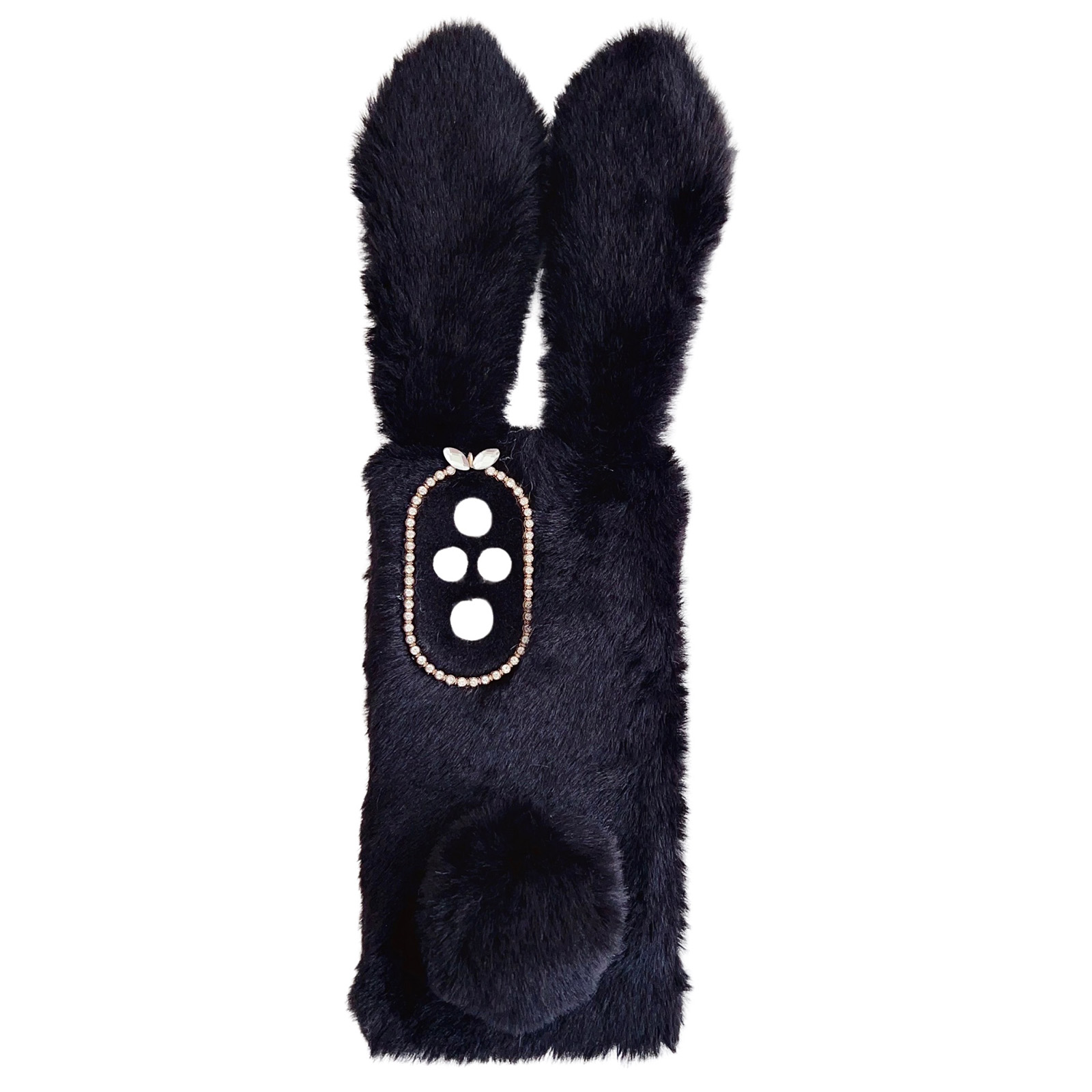 For Honor 200 5G Case Soft TPU Phone Cover Bunny Ears Furry - Black