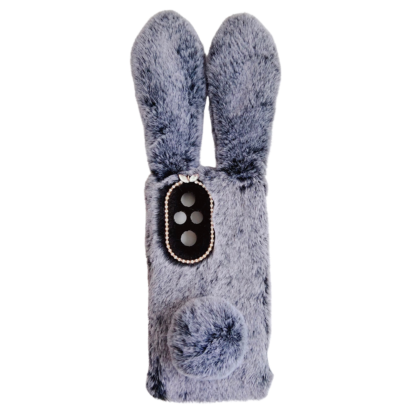 For Honor 200 Pro 5G Case Anti-Drop Bunny Ears Furry Soft TPU Phone Cover - Dark Grey