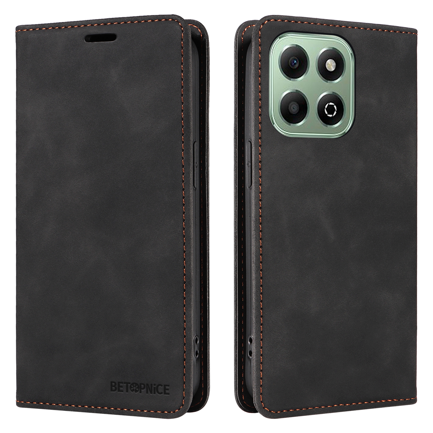 BETOPNICE 003 For Honor X6c 4G / X6b 4G Phone Case Scratch-Resistant Leather Wallet Cover with Stand - Black