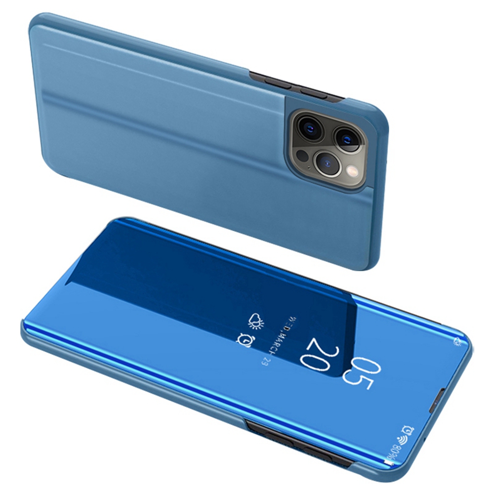 For iPhone 16 Pro Max Case View Window Stand Leather Flip Phone Cover - Blue
