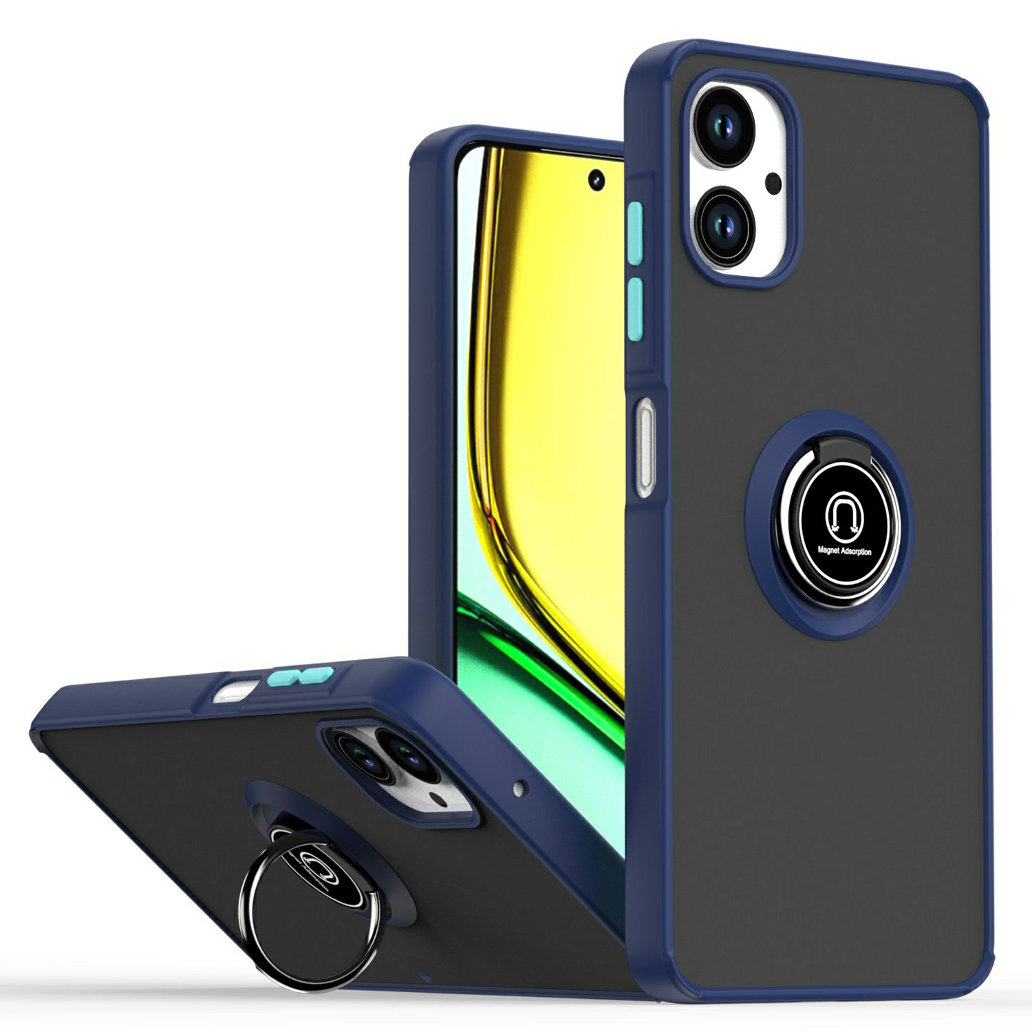For Samsung Galaxy A06 4G Case Ring Holder Kickstand TPU+Acrylic Phone Cover - Sapphire