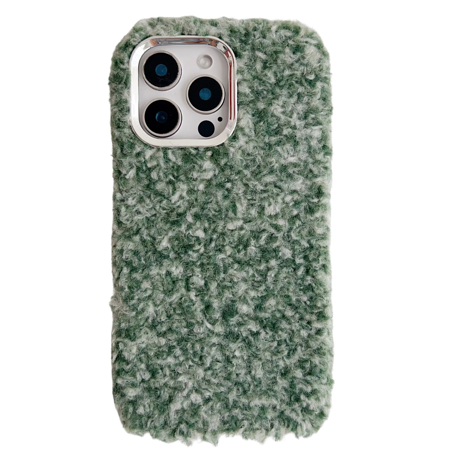 For iPhone 16 Pro Case Wool-Like Plush Soft TPU Protective Phone Cover - Green
