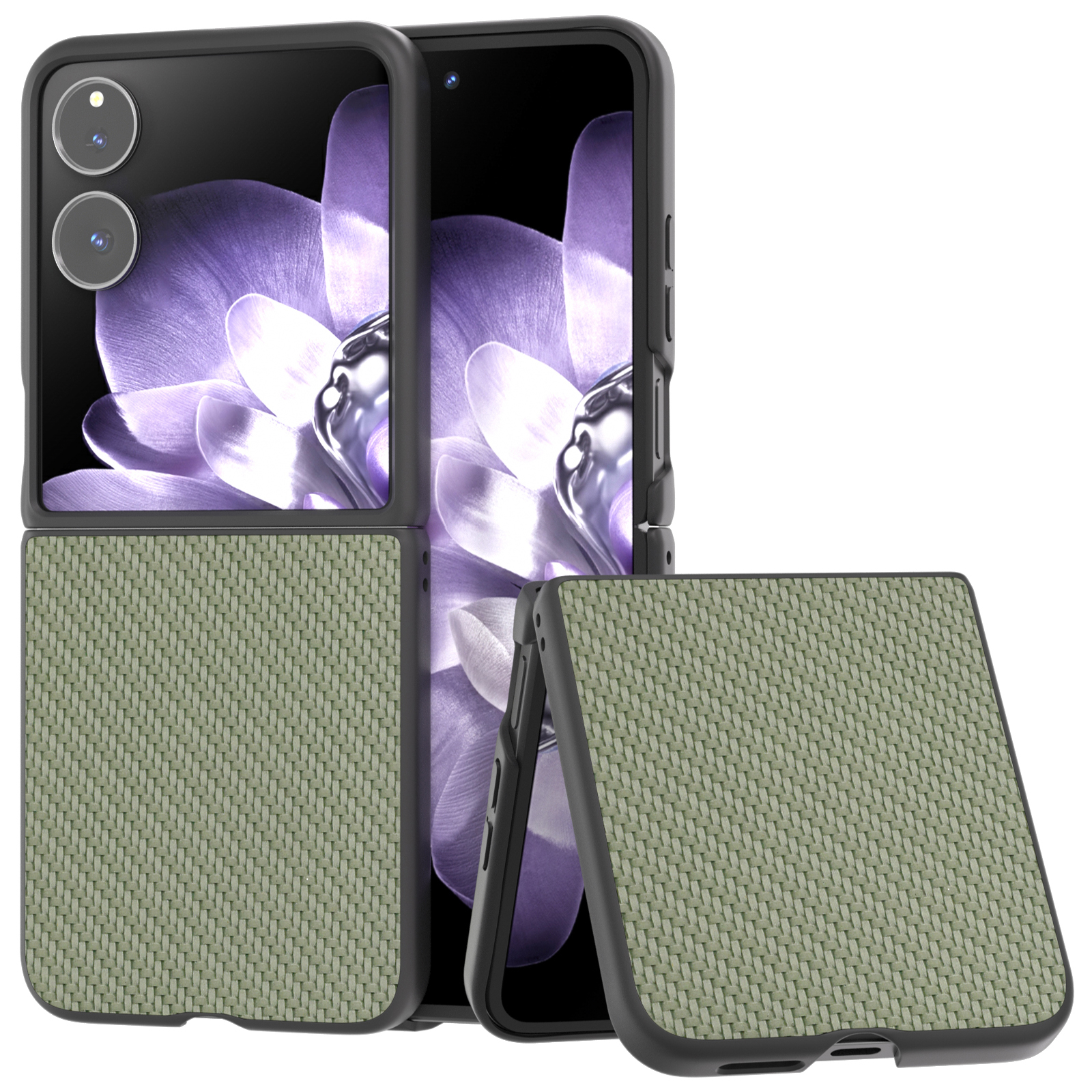 For Xiaomi Mix Flip 5G Case Carbon Fiber Texture PU+PC Phone Cover - Green