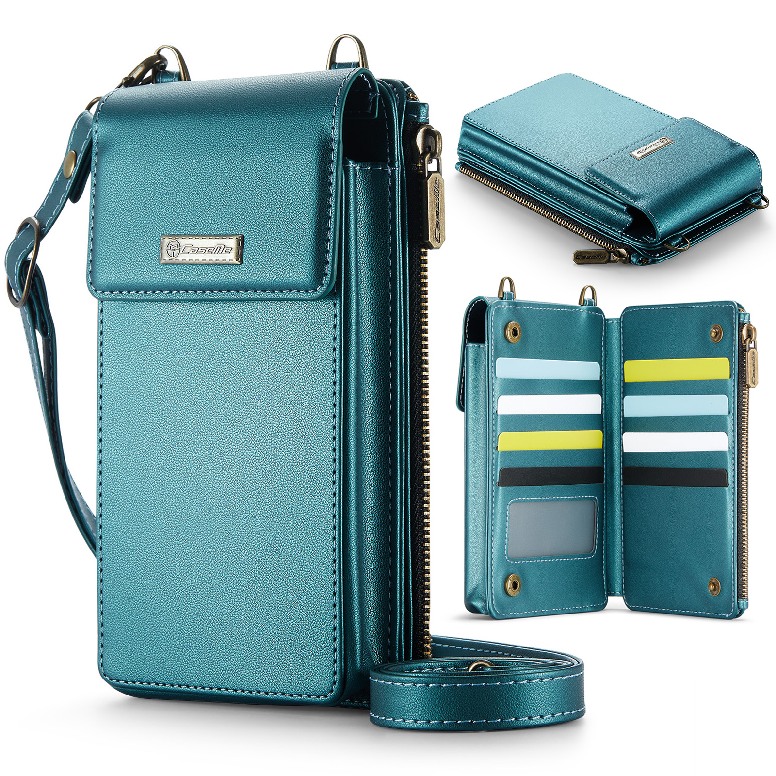 CASEME ME50 PU Leather Crossbody Phone Bag RFID Blocking Wallet Universal Phone Bag - Blue