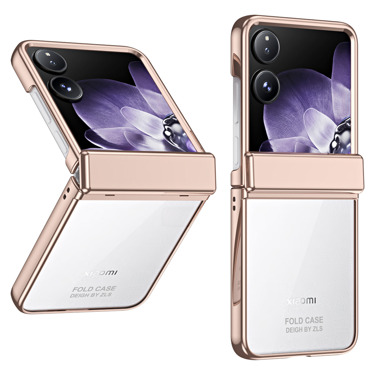 For Xiaomi Mix Flip 5G Case Electroplating PC Folding Phone Cover - Rose Gold