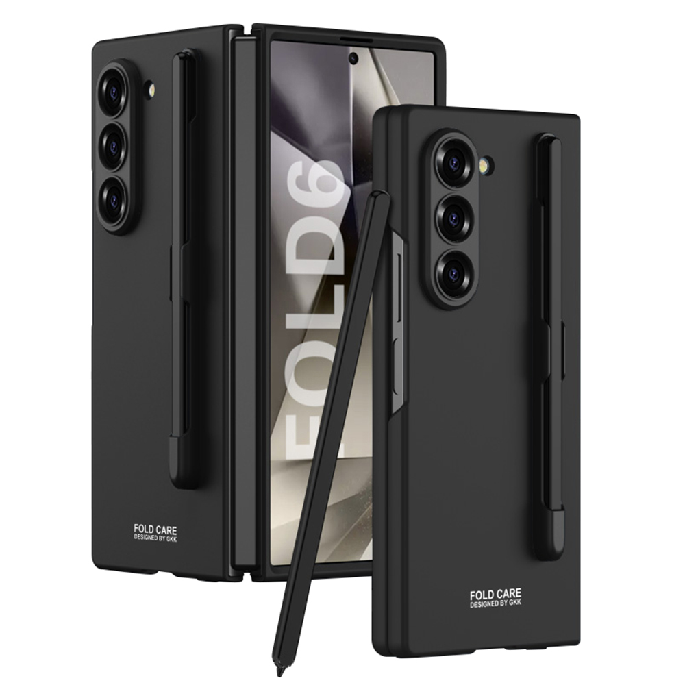 GKK For Samsung Galaxy Z Fold6 5G Case Anti-Drop Pencil Slot PC Phone Cover with Screen Film - Black