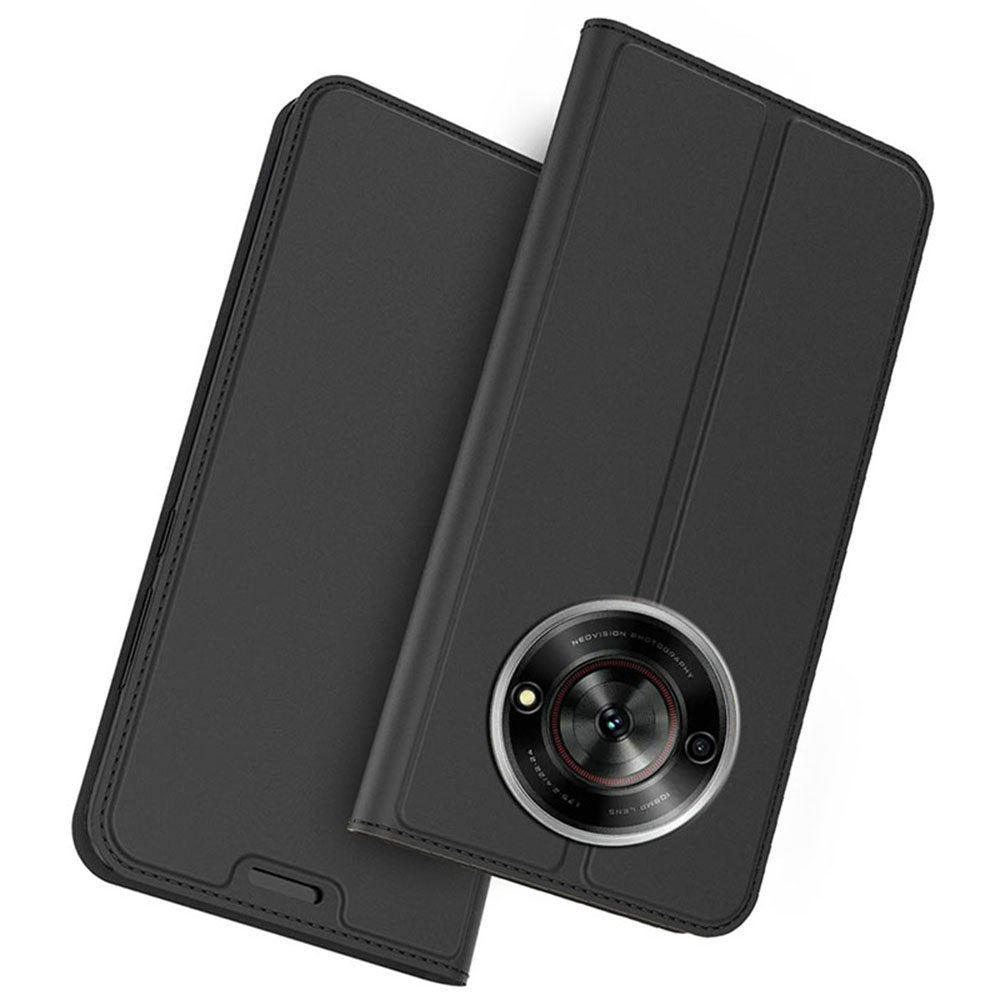 For ZTE nubia Focus Case PU Leather Phone Cover with Card Holder Stand Magnetic Closure - Black