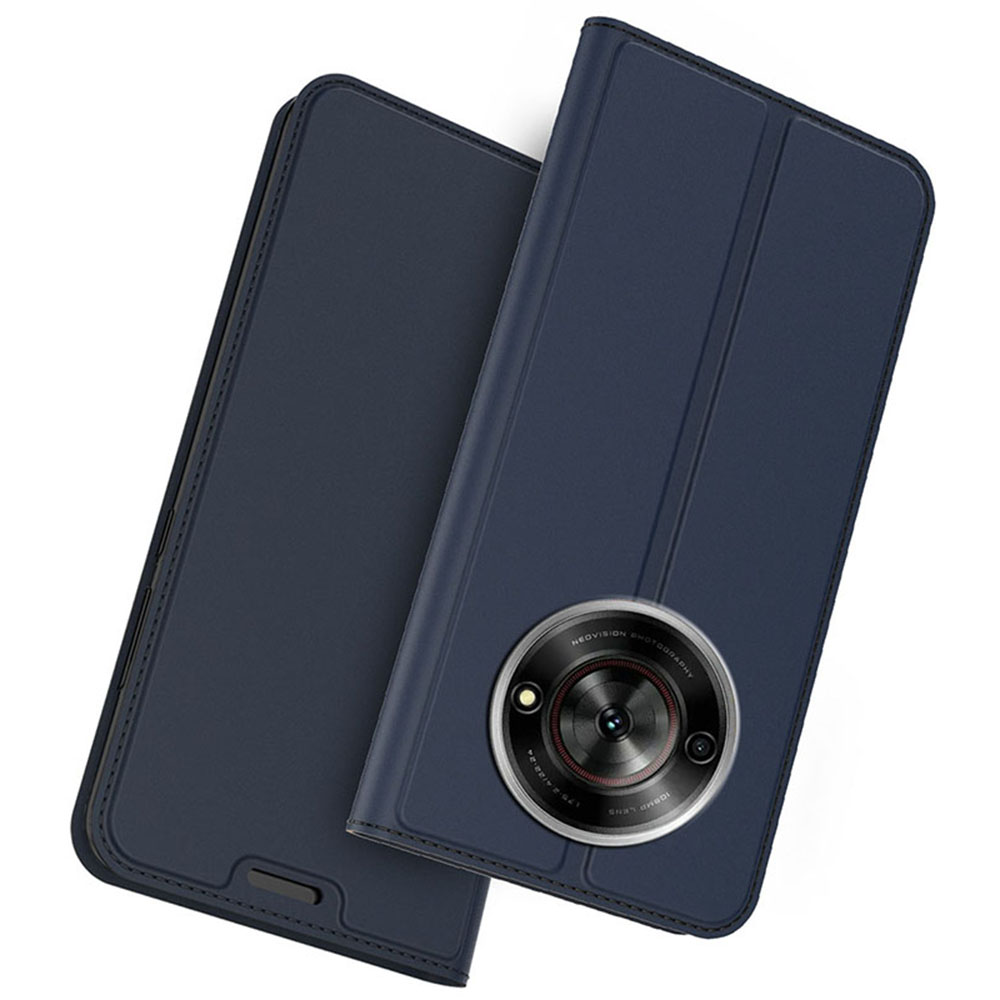 For ZTE nubia Focus Case PU Leather Phone Cover with Card Holder Stand Magnetic Closure - Blue