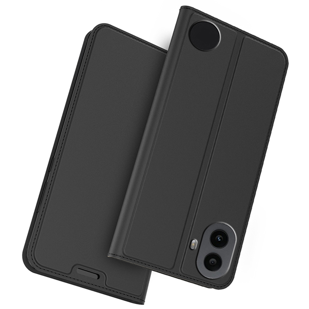 For Nothing CMF Phone 1 Case PU Leather Phone Cover with Card Holder Stand Magnetic Closure - Black