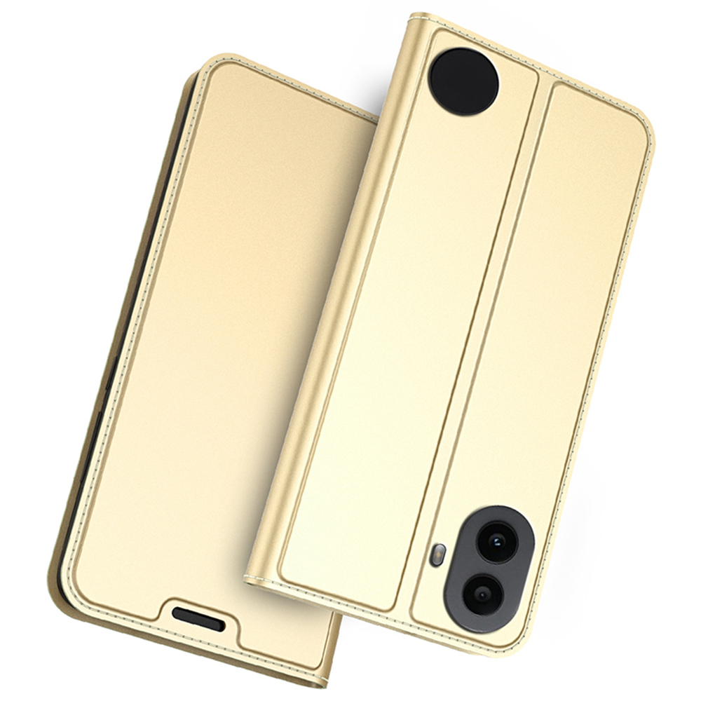 For Nothing CMF Phone 1 Case PU Leather Phone Cover with Card Holder Stand Magnetic Closure - Gold