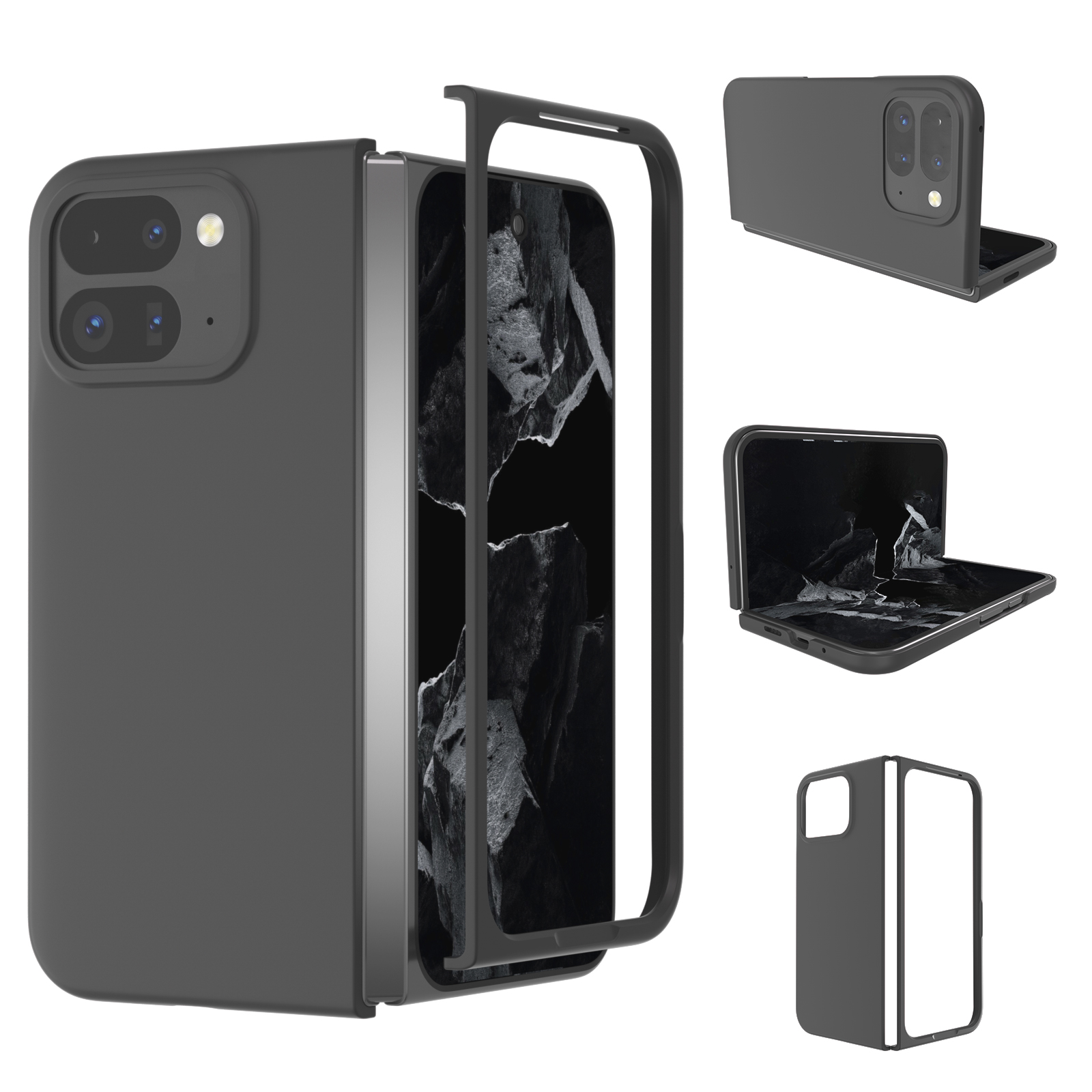 ABEEL For Google Pixel 9 Pro Fold 5G Case Hard PC Protective Phone Cover Skin Touch Feeling - Black