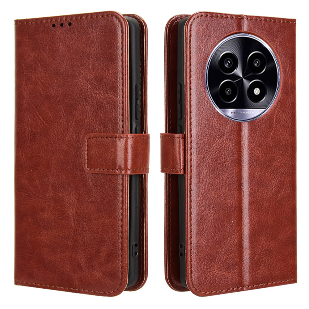For Realme 14 Pro Lite 5G / 13 Pro 5G (Global) / 13 Pro+ 5G (Global) Case Crazy Horse Texture PU Leather Phone Wallet Cover - Brown