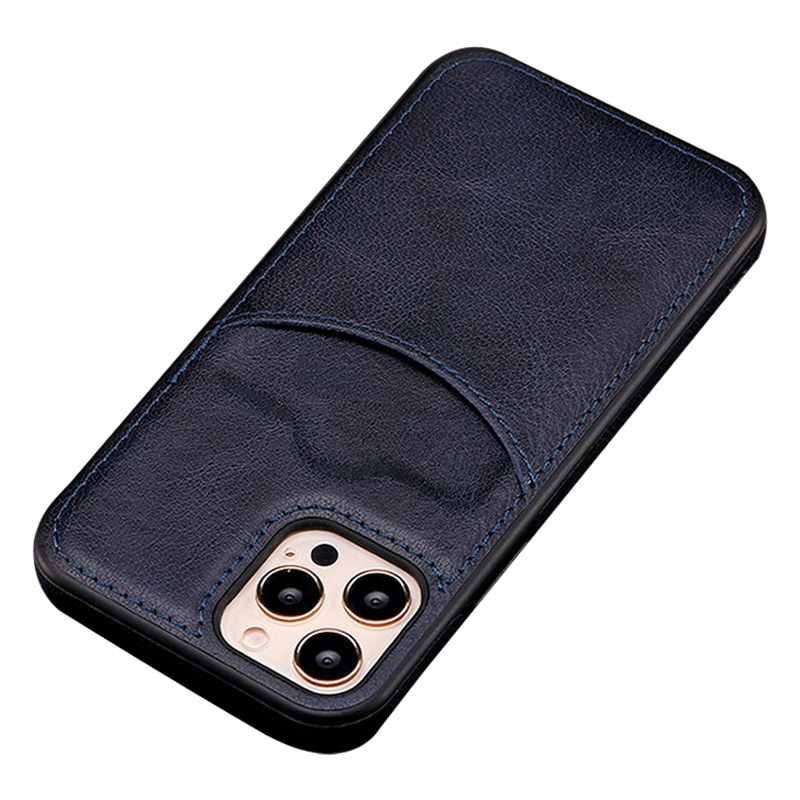 

For iPhone 14 Pro Max Business Style Phone Case Built-in Card Slot PU Leather+TPU Mobile Phone Cover - Dark Blue, iPhone 14 Pro Max