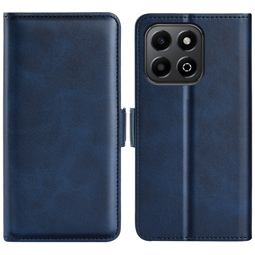 For Honor X6b 4G Stand Case Calf Texture Leather Wallet Phone Cover - Blue