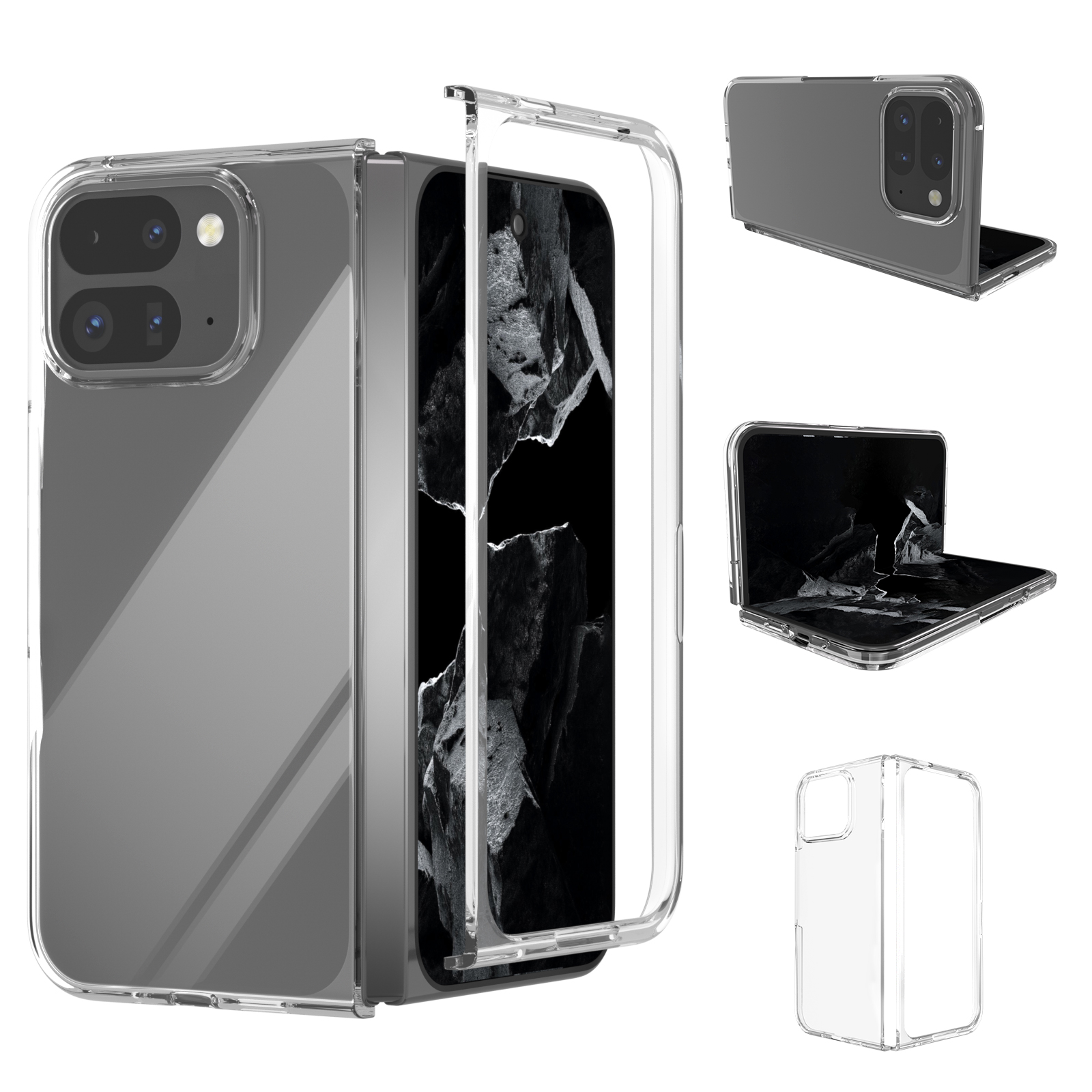 ABEEL For Google Pixel 9 Pro Fold 5G Clear Case Anti-Drop Hard PC Phone Cover