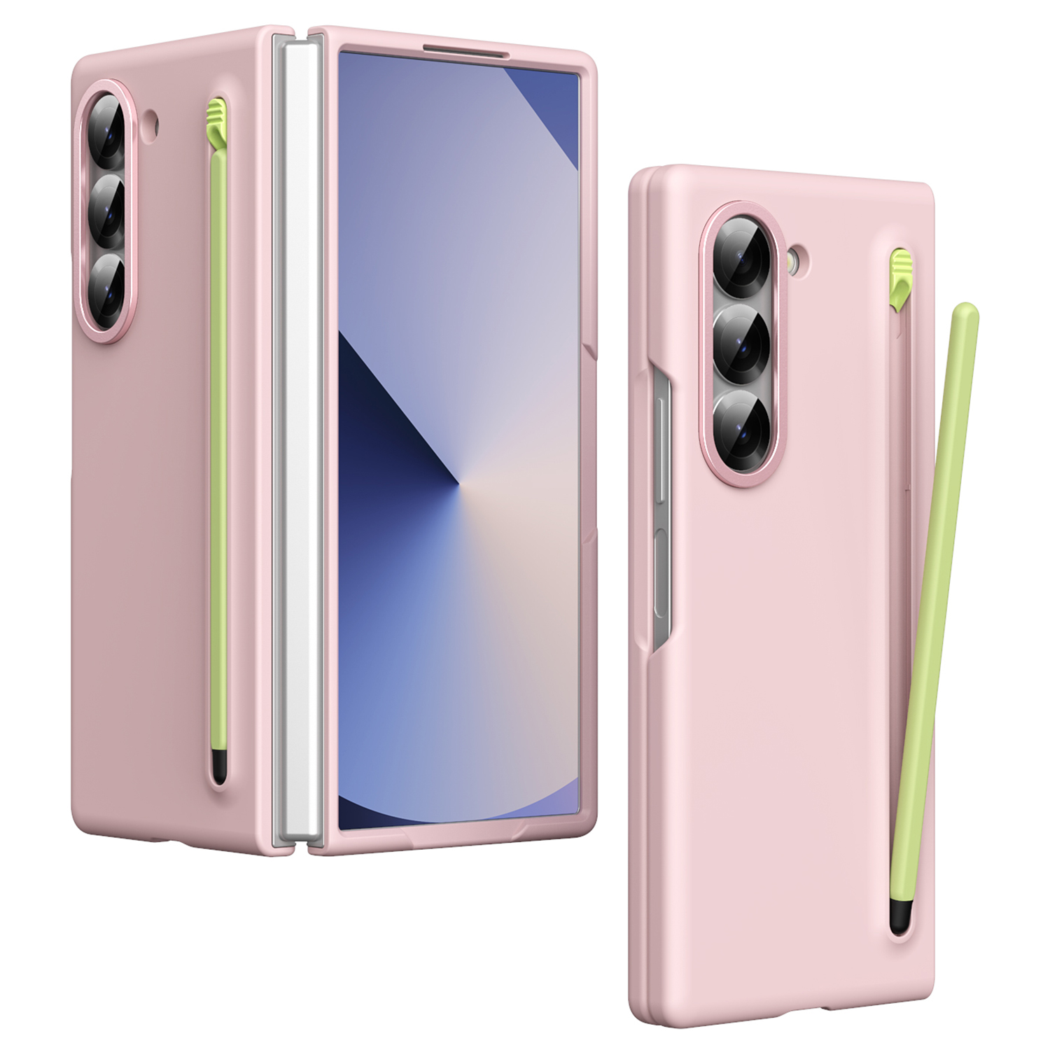 For Samsung Galaxy Z Fold6 5G Case Hard PC Phone Cover with Stylus - Pink