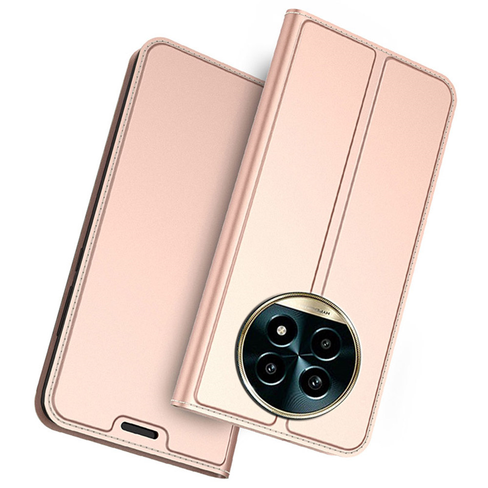 For Realme 13 Pro 5G (Global) / 13 Pro+ 5G (Global) Case PU Leather Phone Cover with Card Holder Stand Magnetic Closure - Rose Gold
