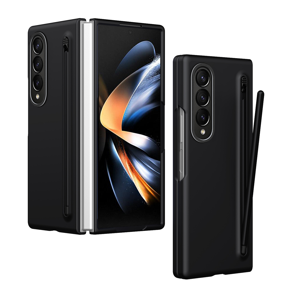 For Samsung Galaxy Z Fold3 5G Case Hard PC Phone Cover with Stylus - Black