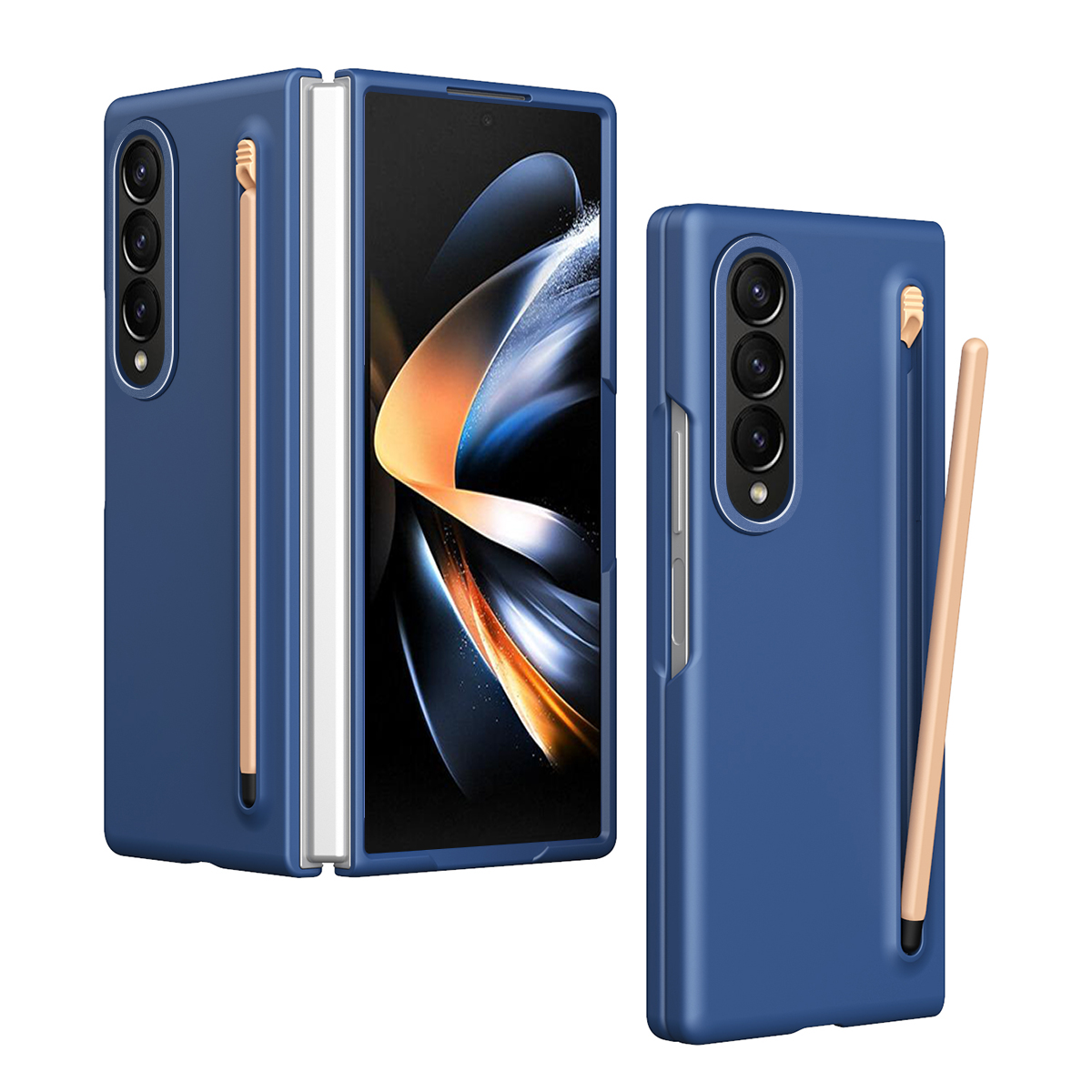 For Samsung Galaxy Z Fold3 5G Case Hard PC Phone Cover with Stylus - Sapphire