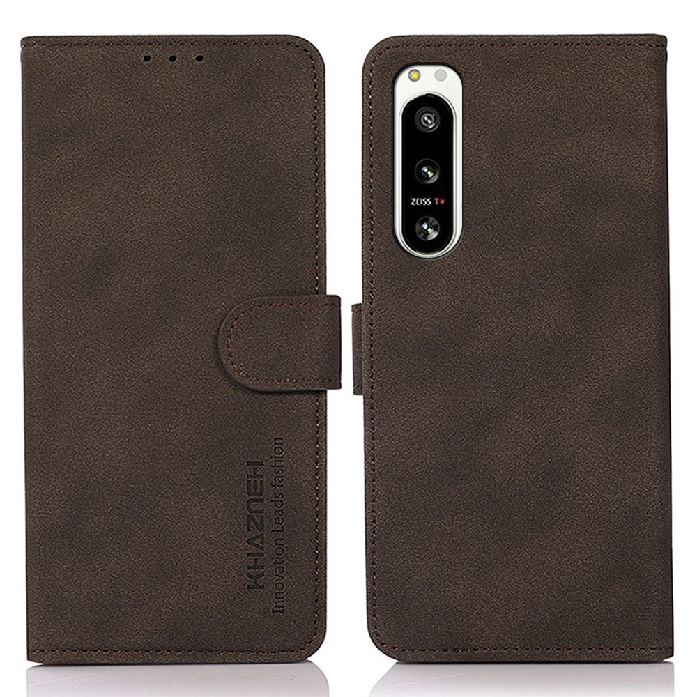 

Khazneh Anti-drop-telefon Brieftasche Für Sony Xperia 5 IV 5G, PU Leder Magnetic Clasp Protective Telefonabdeckung - Braun, Xperia 5 IV 5G